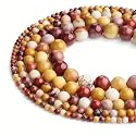 Healing Crystals Jewelary Making Gemstone Round Beads for Jewelry Making | Includes Elastic String, and Needles for Making Cutomize Bracelet (6MM, Mookaite)