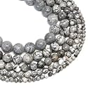 Healing Crystals Jewelary Making Gemstone Round Beads for Jewelry Making | Includes Elastic String, and Needles for Making Cutomize Bracelet (4MM, Map Stone)
