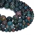 Healing Crystals Jewelary Making Gemstone Round Beads for Jewelry Making | Includes Elastic String, and Needles for Making Cutomize Bracelet (8MM, Bloodstone)
