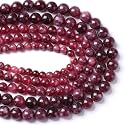 Healing Crystals Jewelary Making Gemstone Round Beads for Jewelry Making | Includes Elastic String, and Needles for Making Cutomize Bracelet (6MM, Garnet)