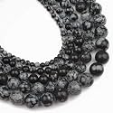 Healing Crystals Jewelary Making Gemstone Round Beads for Jewelry Making | Includes Elastic String, and Needles for Making Cutomize Bracelet (6MM, Snowflakes Obsidian)