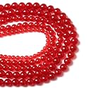 Healing Crystals Jewelary Making Gemstone Round Beads for Jewelry Making | Includes Elastic String, and Needles for Making Cutomize Bracelet (8MM, Red Onyx)