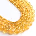 Healing Crystals Jewelary Making Gemstone Round Beads for Jewelry Making | Includes Elastic String, and Needles for Making Cutomize Bracelet (4MM, Citrine)