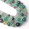 Healing Crystals Jewelary Making Gemstone Round Beads for Jewelry Making | Includes Elastic String, and Needles for Making Cutomize Bracelet (6MM, Flourite)