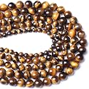Healing Crystals Jewelary Making Gemstone Round Beads for Jewelry Making | Includes Elastic String, and Needles for Making Cutomize Bracelet (8MM, Tiger Eye)