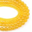 Healing Crystals Jewelary Making Gemstone Round Beads for Jewelry Making | Includes Elastic String, and Needles for Making Cutomize Bracelet (4MM, Yellow Sapphire)