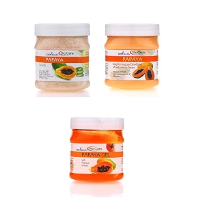 gemblue biocare papaya combo of scrub gel and cream 500 ml each for face and body care