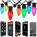 Gemce Smart C9 Christmas Outdoor Lights, 197FT 200 LEDs, APP Remote Controlled RGB String Lights, DIY Chasing Xmas Lights, Color Changing with Timer &amp; Music Sync for Holiday Xmas Tree Decoration
