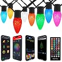 Gemce Smart C9 Christmas Outdoor Lights , 99FT 100 Leds, APP Remote Controlled RGB String Lights , DIY Chasing Xmas Lights, Color Changing with Timer &amp; Music Sync for Holiday Xmas Tree Decoration