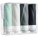 Gemice Travel Bottles for Toiletries, 3oz Tsa Approved Travel Size Containers BPA Free Leak Proof Travel Tubes Refillable Liquid Travel Accessories with Clear Toiletry Bag (4 Pack)