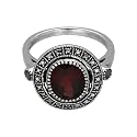 Gemondo USA Sterling Silver Garnet & Marcasite Antique Style Cluster Ring Size 5, 6, 7, 8, 9, 10, and 11