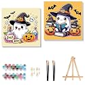 Gemozaic 2 Pack Halloween Paint by Numbers Kit for Kids with Frame, 8x8 in