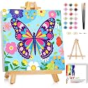 Gemozaic Butterfly Paint by Numbers Kit for Kids Ages 8-12, 8 x 8 Inch