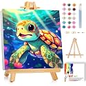 Gemozaic Sea Turtle Paint by Numbers Kit for Kids Ages 4-8-12, 8 x 8 INCH