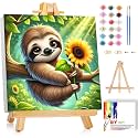 Gemozaic Sloth Paint by Numbers Kit for Kids Ages 8-12 with Frame & Easel