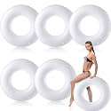 Gemscream 6 Pcs Inflatable Pool Float White Swimming Ring Pool Floats Adult Inflatable Tube Toy for Man Women Summer Vacation Beach River Bachelorette Wedding Party Supplies