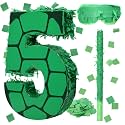 Gemscream Number 5 Cartoon Turtle Piñata with Blindfold Stick Confetti