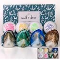 Gemstone Soap & Bath Bomb Set- Relaxing Spa Gift for women- Mothers day gift set- 4 Decorative scented Rock Soap with Crystals and 4 Fizzy Bath Bomb- with Natural Ingredients & Essential Oil