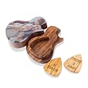 Gemszoo Guitar Picks Custom Any Message 3 Pack in Personalized Guitar Wooden Box Holder Music Gift for Guitar (Style 4)
