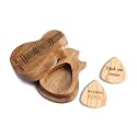 Gemszoo Guitar Picks Custom Any Message 3 Pack in Personalized Guitar Wooden Box Holder Music Gift for Guitar (Style 2)