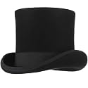 GEMVIE Men 100% Wool Mad Hatter Satin Lined Black Top Hats 6.7" High Topper Hat