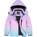 GEMYSE Girl's Waterproof Ski Snow Jacket Hooded Fleece Lined Windproof Winter Jacket