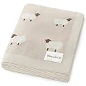 Baby Swaddle Blanket - 100% Luxury Cotton Knit Soft Cozy Lightweight Unisex Receiving Stroller Quilt Blanket for Shower Gift Registry for Newborns Infants Toddlers (Sheep - Khaki)