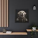 General Wiggles: The White Lab in a Civil War Uniform Matte Canvas, Black Frame 1.25'' Depth 32" x 32" (Square) / Black / 1.25"