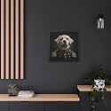 General Wiggles: The White Lab in a Civil War Uniform Matte Canvas, Black Frame 1.25'' Depth 24″ x 24″ (Square) / Black / 1.25"