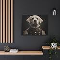 General Wiggles: The White Lab in a Civil War Uniform Matte Canvas, Black Frame 1.25'' Depth 40" x 30" (Horizontal) / Black / 1.25"