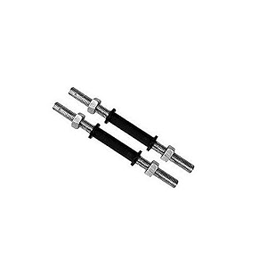 body maxx generic 14inch steel dumbbell rod with steel nuts and firm hold plastic grip 4500 grams black and silver