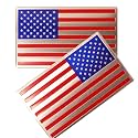 Generic 2 Pack 3D Metal Red American Flag Sticker for Car, Embossed Red 5" x 3" Patriotic American Flag Decals for Trucks, Compatible with Jeep, Trucks, RV, SUV and More