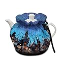 Generic Blue Castle Tea Cosy Halloween Tea Pots Cover Breakfast Teapots Kitchen Tea Pots Dust Lid with Elastic Band Insulated Cotton Warmer Tea Cozies Kettle Cover Durable Drawstring Kettle Covers