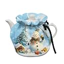 Generic Blue Snowman Tea Pot Cozies Dust Proof Christmas Soft Breakfast Pot Protector Warmth and Insulation Christmas Kettles Bag Wear-Resistant Coffee Kettle Drop Protection