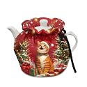 Generic Cute Cat Tea Cosy of Teapots Christmas Tea Pot Dust Cover with Elastic Band Insulated Kettle Cover Breakfast Warmer for Home Kitchen Christmas Decorative Accessories