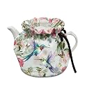 Generic Elegant Hummingbird Floral Tea Pot Cozies Dustproof Breakfast Pot Lid Washable Kitchen Home Decorative Insulation and Keep Warm Both Sides Drawstring