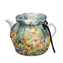 Generic Fantasy Floral Insulation Cotton Vintage Warm Kettle Cover Breakfast Tea Pot Dust Cover with Elastic Band