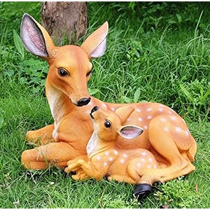 the decorshed resin two deer action idol for garden decor deer for garden animal figures multicolor pack of 1