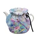 Generic Purple Dragonfly Tea Cosy for Teapots - Insulated Cotton Warmer With Elastic Band and Drawstring - Durable Dust Lid for Kitchen Kettles