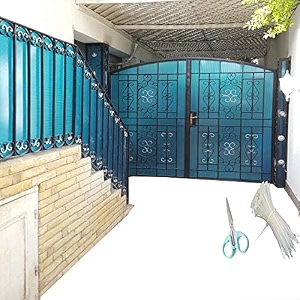 sai balaji uv resistant 4 x 10 feet pvc gate sheet_grill sheet_gate covering sheet_balcony saftey sheet_privacy sheet_floral design_with 1 scissor_50 tags sblst65