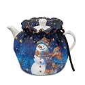Generic Snowman Tea Pot Cover Halloween Tea Pot Covers Tea Cozy Insulation Star Teapot Portability Drawstring Soft Teapot Case Washable Breakfast Pot Cove Personalized Design Gifts