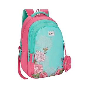 genie juliet school backpack for girls 19 in-36 ltr with three compartments side pockets and light weight with padded shoulders best for booksstationerylunch box amp essentials - teal