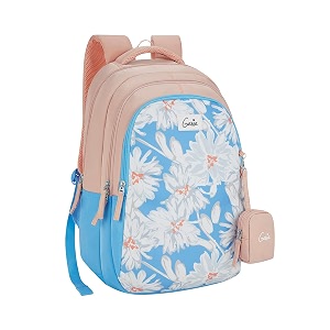 genie gaze school backpack for girls 19 in-36 ltr with three compartments side pockets and light weight with padded shoulders best for booksstationerylunch box amp essentials - blue