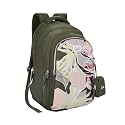 Genie Rosa School Backpack for Girls |19 In-36 Ltr with Three Compartments, Side Pockets and Light Weight with Padded Shoulders |Best for Books,Stationery,Lunch Box &amp; Essentials - Olive