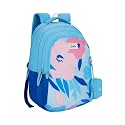 Genie Alice School Backpack for Girls |19 In-36 Ltr with Three Compartments, Side Pockets and Light Weight with Padded Shoulders |Best for Books,Stationery,Lunch Box & Essentials - Blue