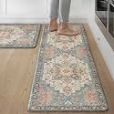 GENIMO Anti Fatigue Kitchen Mats for Floor 2PCS, Standing Rugs,BlueCoral