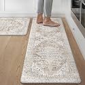 GENIMO Anti Fatigue Kitchen Mats for Floor 2PCS, Standing Rugs,BeigeTan