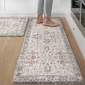GENIMO Anti Fatigue Kitchen Mats for Floor 2PCS, Standing Rugs,GrayTaupe