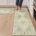 GENIMO Anti Fatigue Kitchen Mats for Floor 2PCS, Standing Rugs,MintGreen