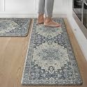 GENIMO Anti Fatigue Kitchen Mats for Floor 2PCS, Standing Rugs,Navy